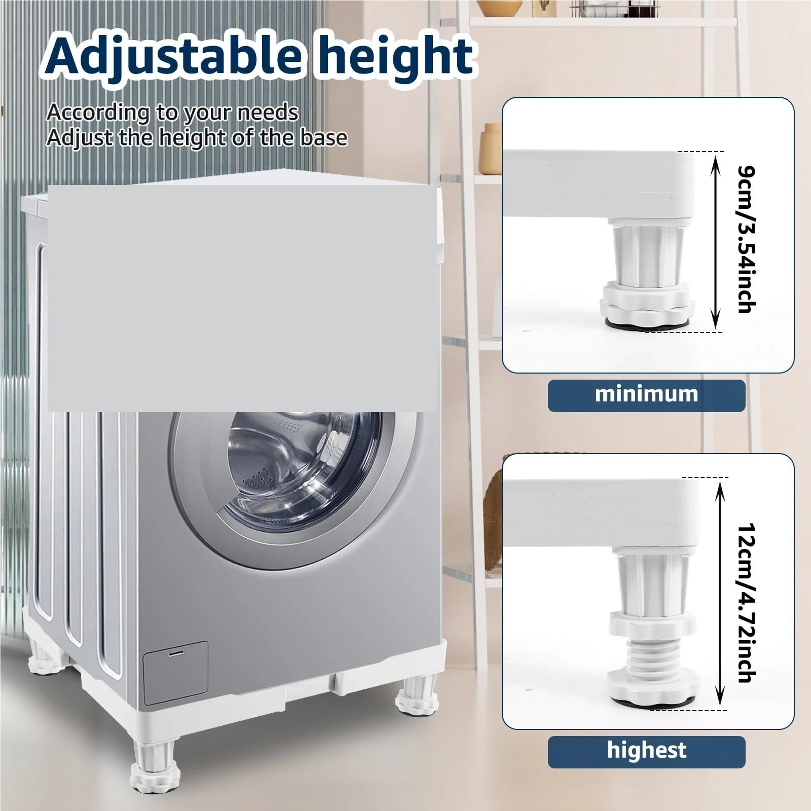 Soporte de lavadora antivibración móvil universal | Pedestal for lavandería con almohadillas antivibración for soporte de base de mueble