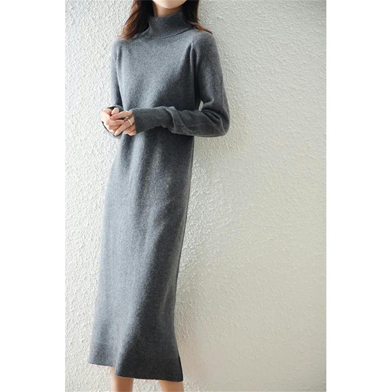 Sukienka zawijana z wysoką klapą modna sukienka gruby sweter z dzianiny sweter elegancka sukienka damska