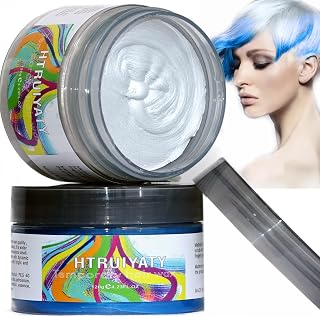 Azul y Blanco Cera Para el Pelo Lavables Cera Para Pintar Cabello Hombre Mujer Temporal Tinte De Pelo Desechable Halloween Cosplay Cera Spray