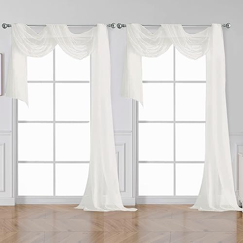 Miniatura 181 de OVZME 2 paneles de cortina traslúcidas para ventana, 96 pulgadas de largo, para dormitorio, diseño de bolsillo superior para cortinero, tratamiento