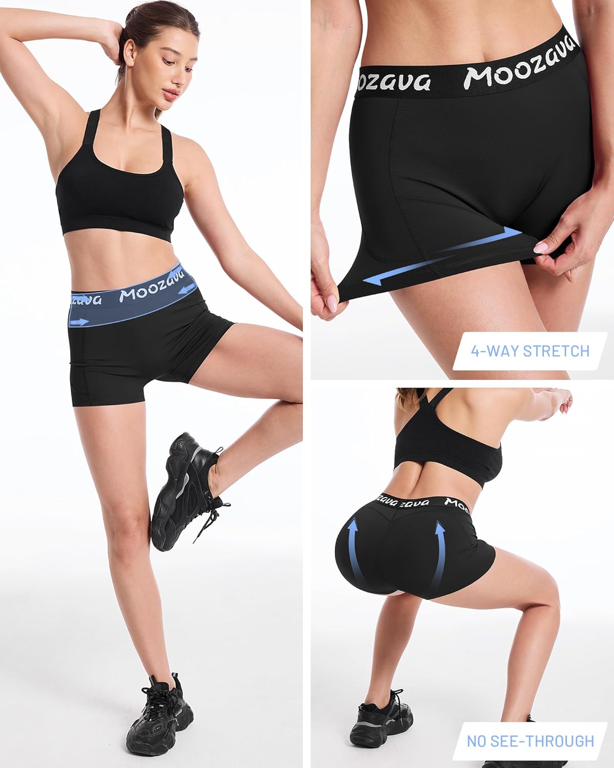 Moozava 3" Womens Spandex Volleyball Shorts 3 Pack Athletic Compression Shorts for Running Gym Workout Yoga Cheer Dance - Image 4