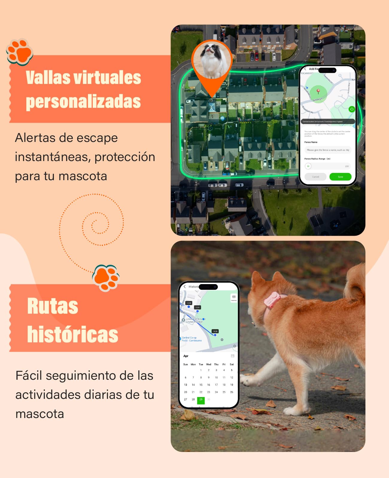 GlocalMe PetPhone, Rastreador GPS para Perro y Gato, Llamada bidireccional, posicionamiento Global, Seguimiento en Vivo, historial de Posiciones, Mini rastreador GPS con abono de 30 días