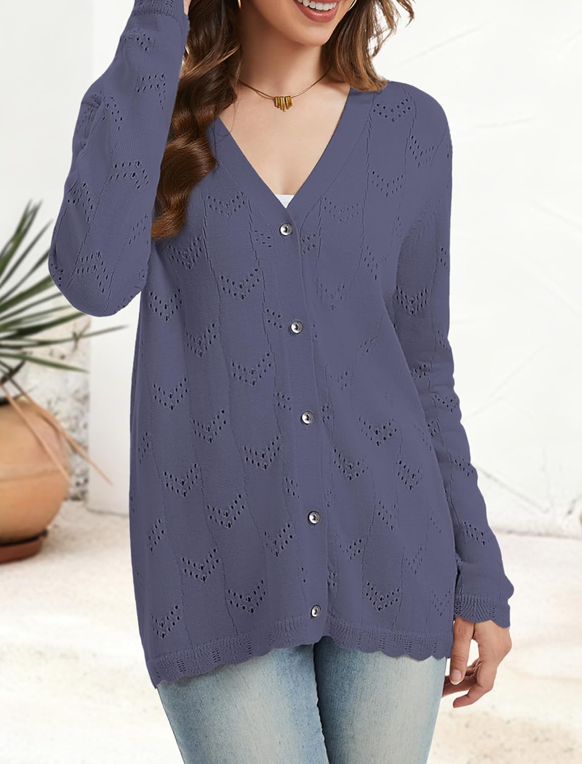 Womens Cardigan Sweaters Lightweight Long Sleeve Casual Button Down V Neck Knit Outerwear Fall Fashion 2025 - Image 5
