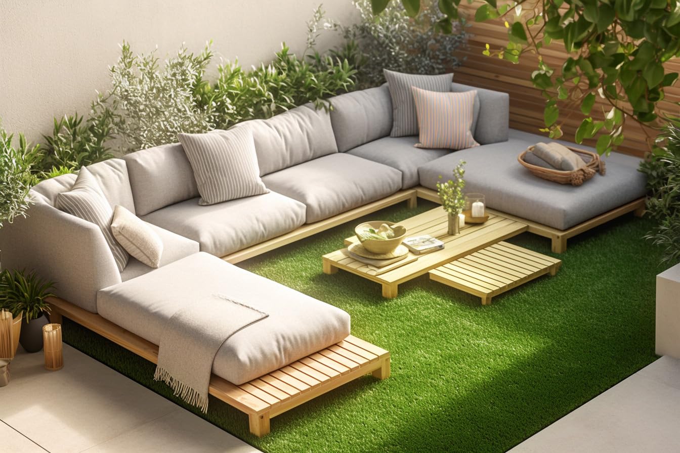 Gazon Synthétique 20 mm - 200 x 300 cm (6 m²) - pour Balcon, Terrasse, Jardin - Effet Naturel - Haute Densité de 18.000 Fils/m² - Résistant UV - Fond Drainant - Adapté aux Animaux - Vert