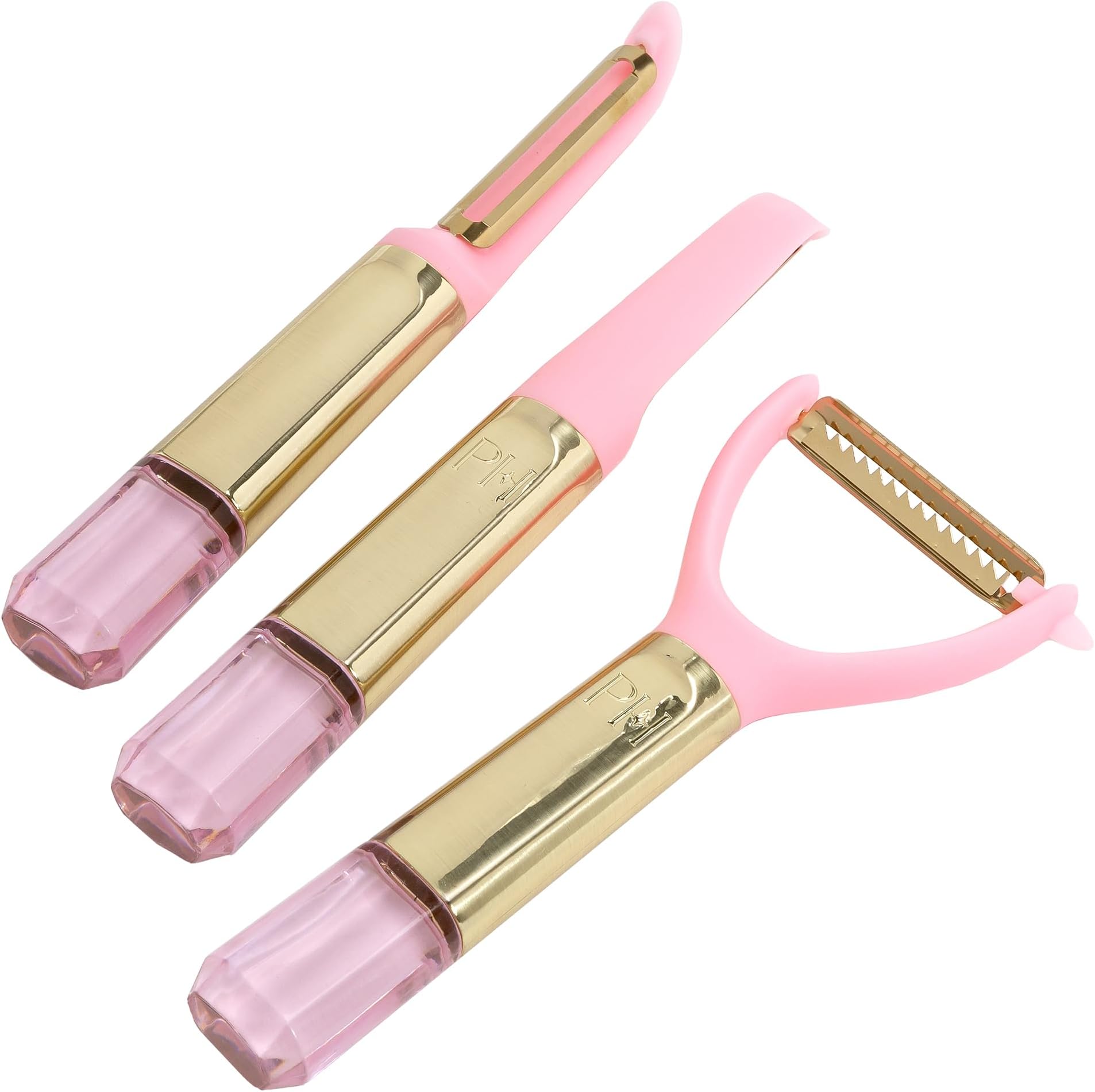 Gem Handle Peeler Set, 3-Piece, Pink