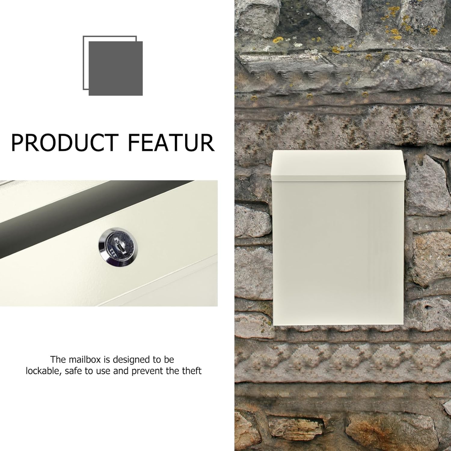 TEHAUX 1piece Mailbox Post Wall Mount Mailbox Lockable Letter Post Container Practical Wall Mount