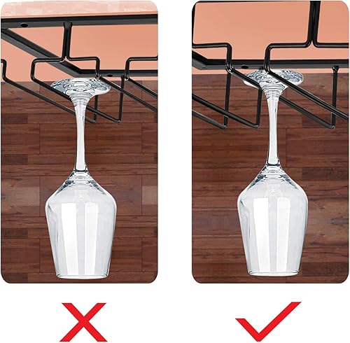 Miniatura 5 de MOCOUM Estante para copas de vino debajo del gabinete, soporte para copas de vino, soporte de alambre para copas de vino, colgador de almacenamiento