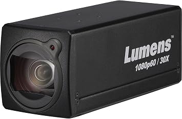 Lumens VC-BC601PB Compact HD 1080p IP Box Camera, Black, 1/2.5" 8.57MP CMOS Sensor, 30x Optical Zoom, 12x Digital Zoom, 4.6mm  135mm Focal Length, 1080p 60fps Video Output