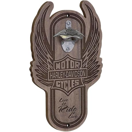 Harley Davidson Winged Bar & Shield Magnetic Wooden Bottle Opener HDL-18570