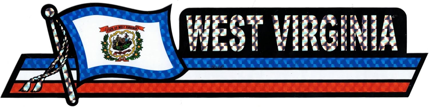 Pack of 50 West Virginia State Flag 3"x12" Reflective Decal Bumper Sticker DCX-549