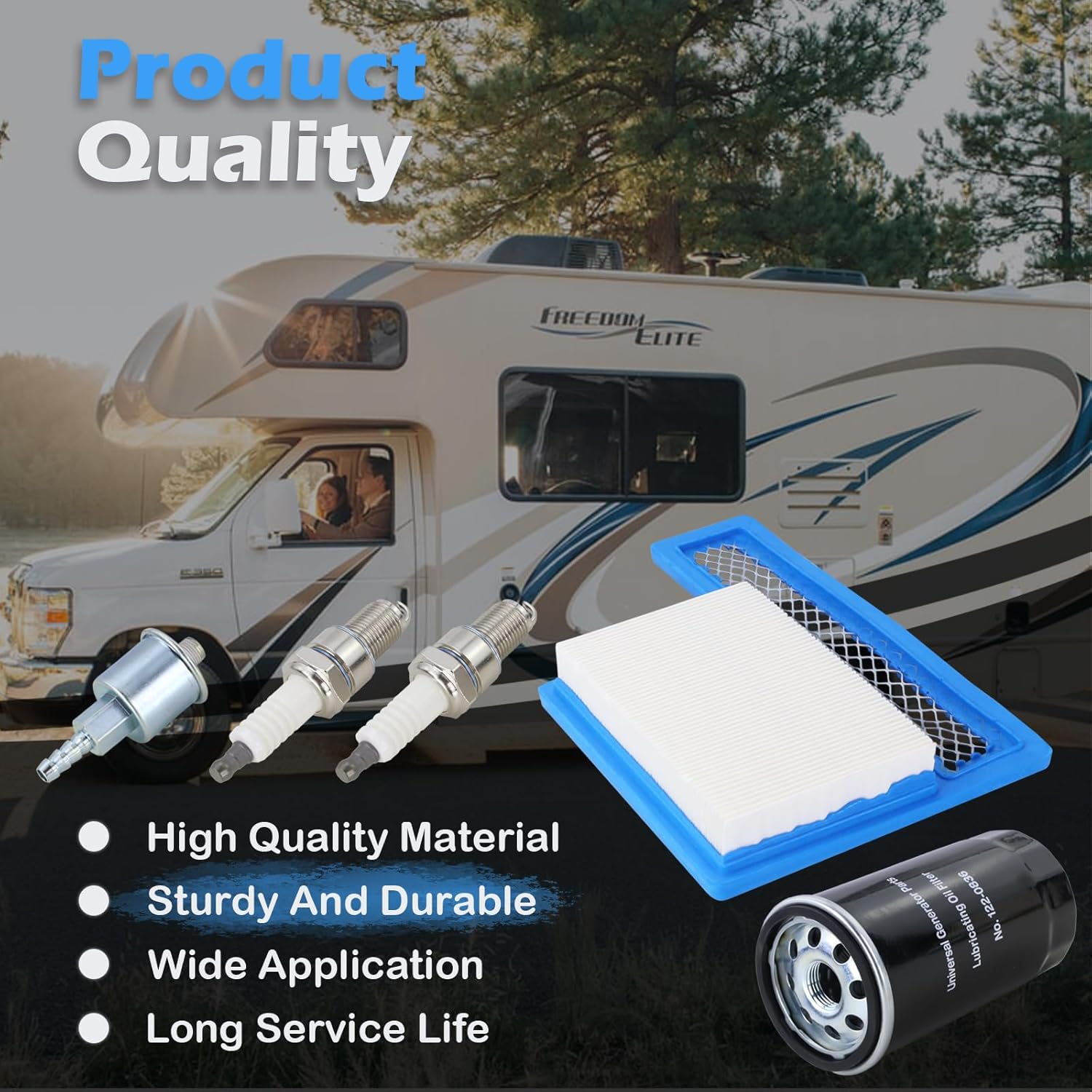 149-2341 Fuel Filter 140-3116 Air Filter 122-0836 Oil Filter 167-1638 Sprk Plug Tune Up Kit Compatible With Onan RV QG 5500 7000 Marquis Gold Platinum EFI HGJAA HGJAB HGJAC