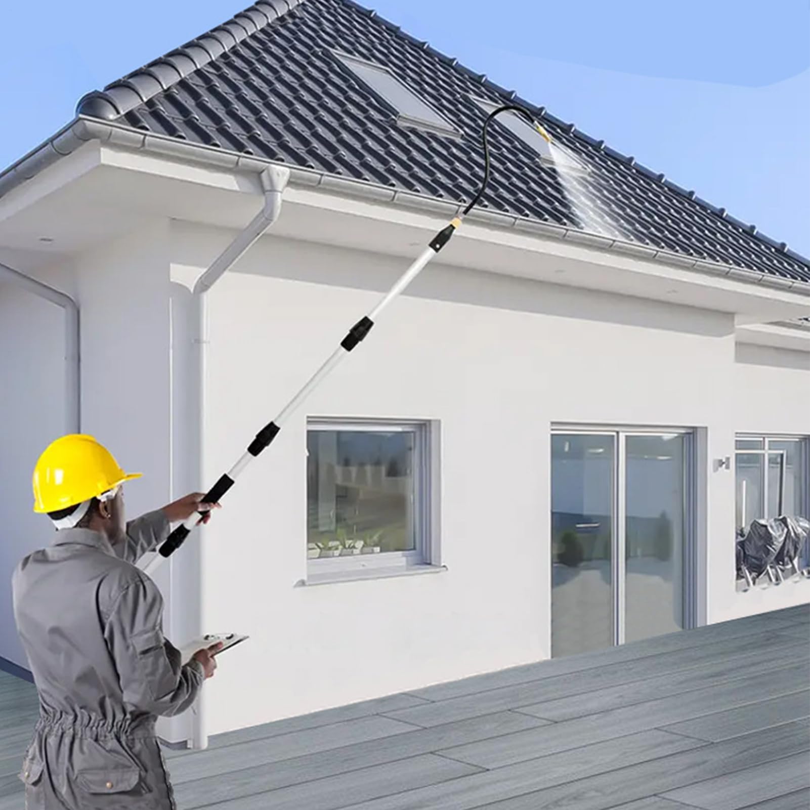 Para Limpieza De Canalones Varilla De Limpieza Giratoria De Metal | Limpiador de Varilla de Extensión para Canalones de Tejado Para Hojas Basura Residuos Rama