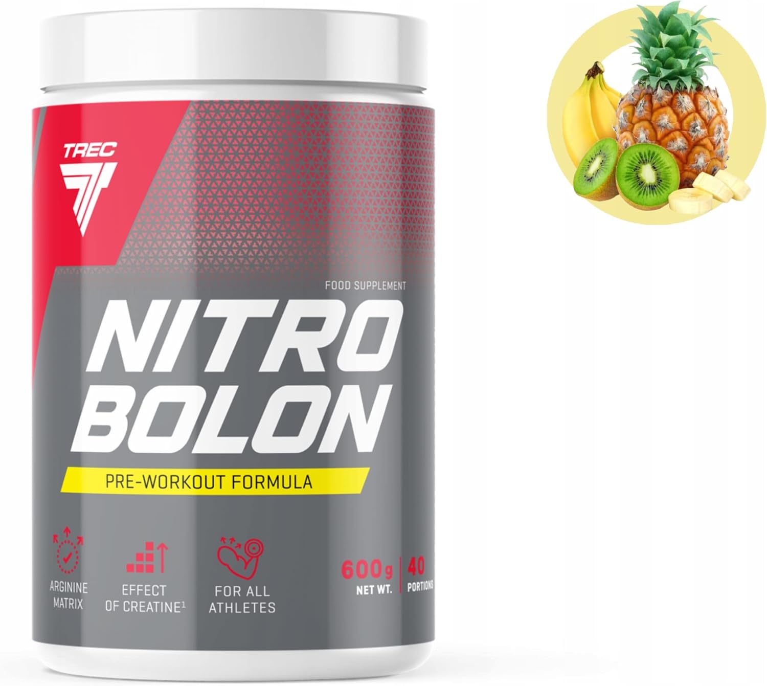 Trec Nutrition Nitrobolon – Advanced Pre-Workout Formula with Creatine Stack, Performance Enhancer, Boosts High Intensity Workouts & Rapid Absorption (600g, Tropical)