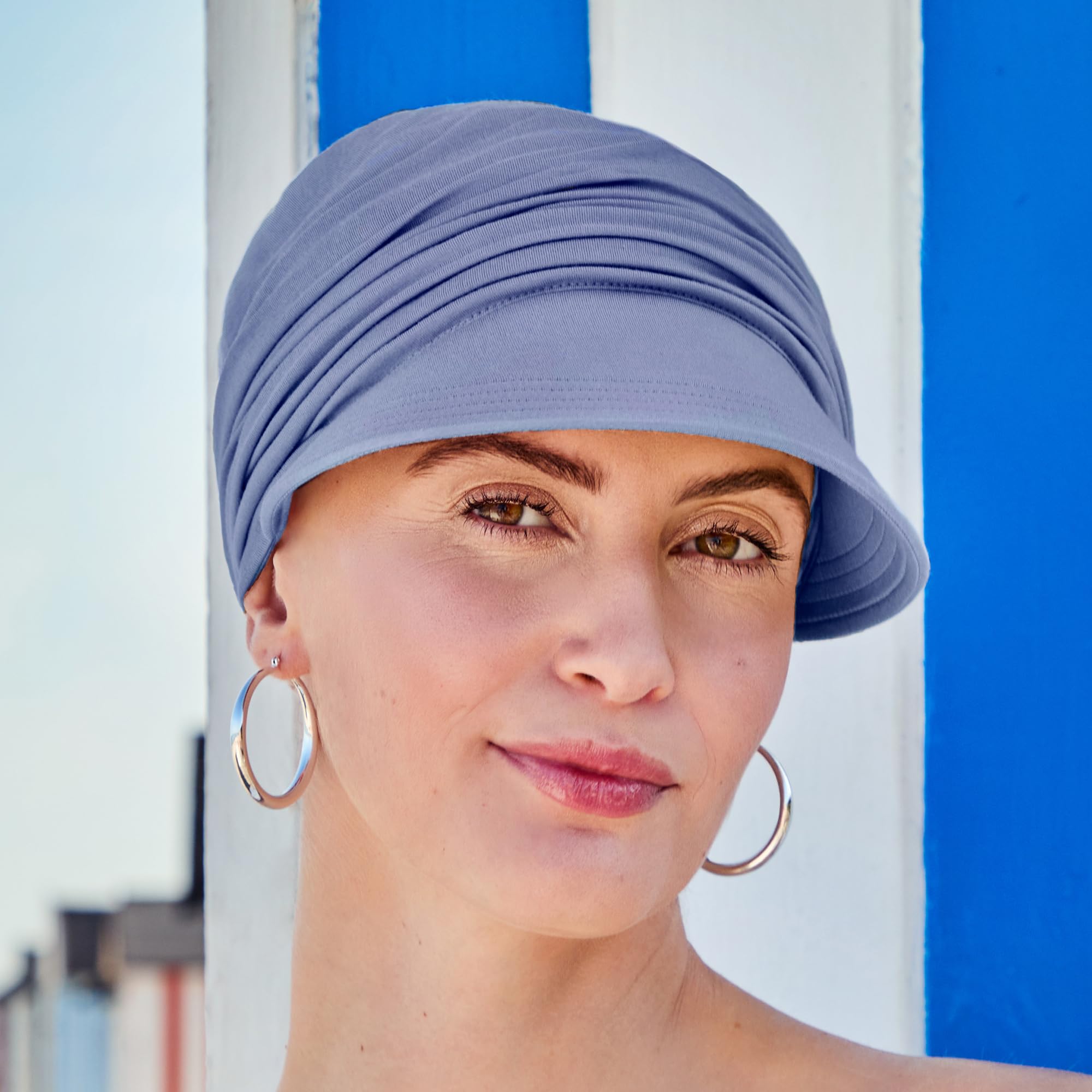Christine Headwear HocSolana Sun Cap Light Lilac 1578-0171 | Bambus-Sonnenmütze - Onkologische Mütze für Damen | Halstuch für Chemotherapie | Einheitsgröße, blau, One size