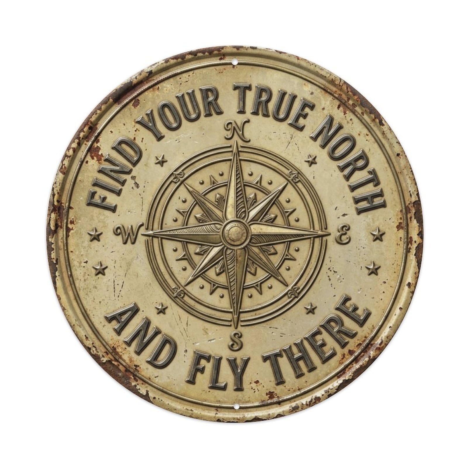 Compass Rose Navigate Study Vintage Metal Tin Sign Plaque Wall Decor for Cafe, Club Bar, Office, Garden Metal Poster 8x8Inch