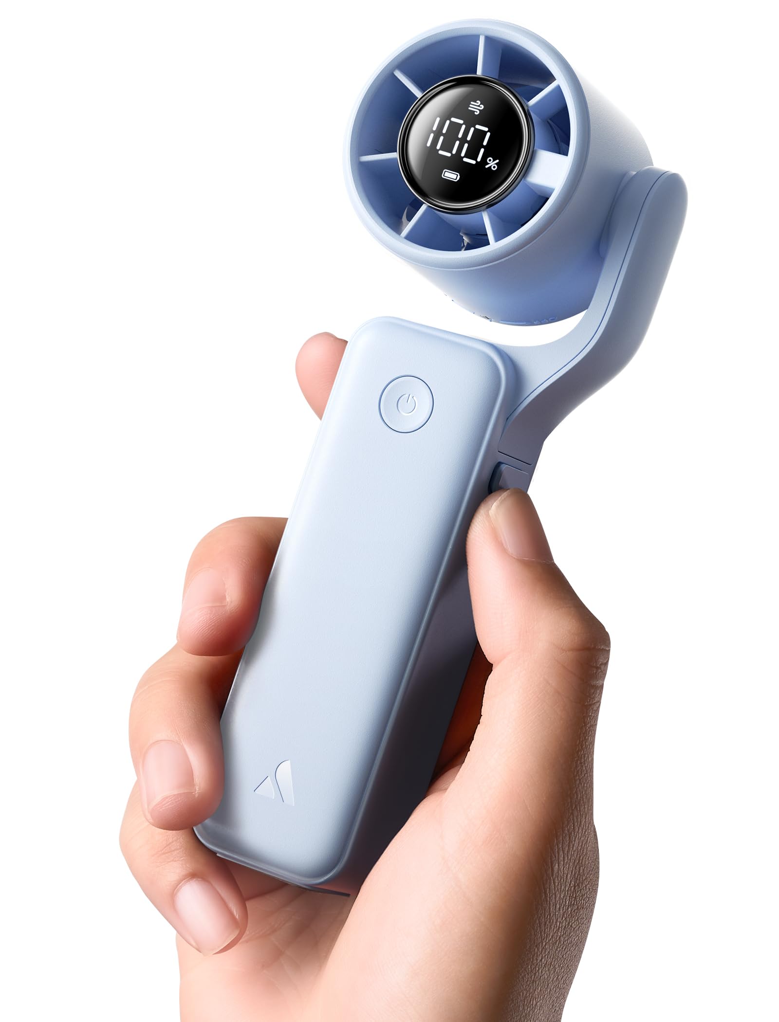 Aecooly Ultra-Pocket Portable Handheld Turbo Fan, 5 Gear Jet Force Airflow | Up to 15 Working Hours, USB Rechargeable Personal Battery Operated Mini Fan, for Travel/Outdoor/Vacation/Concerts -Blue