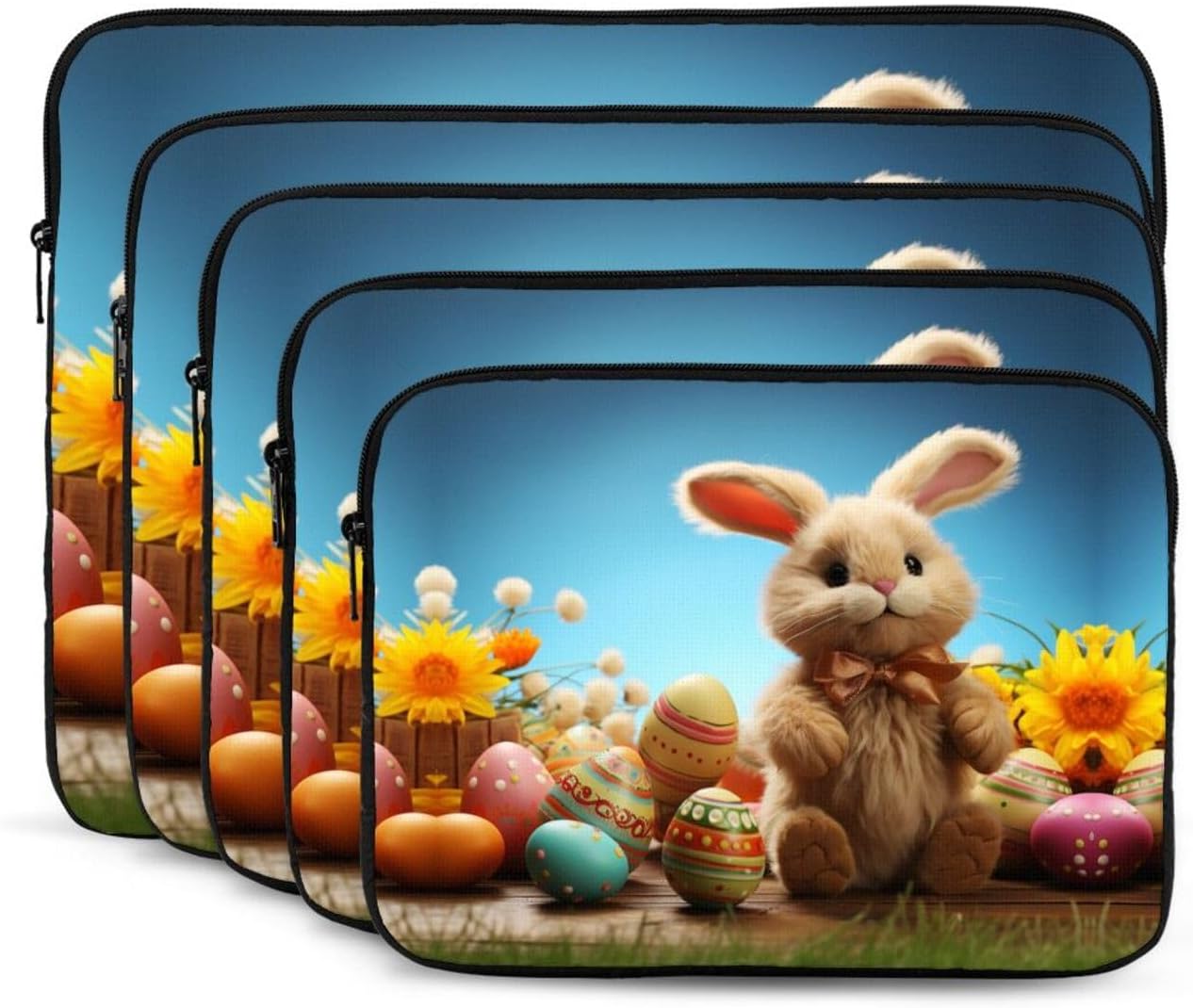 Laptop Sleeve Case 10 inch, Shockproof Protective Laptop Cover Easter Toy Bunny Briefcase Portable Carrying Computer Bag image 2