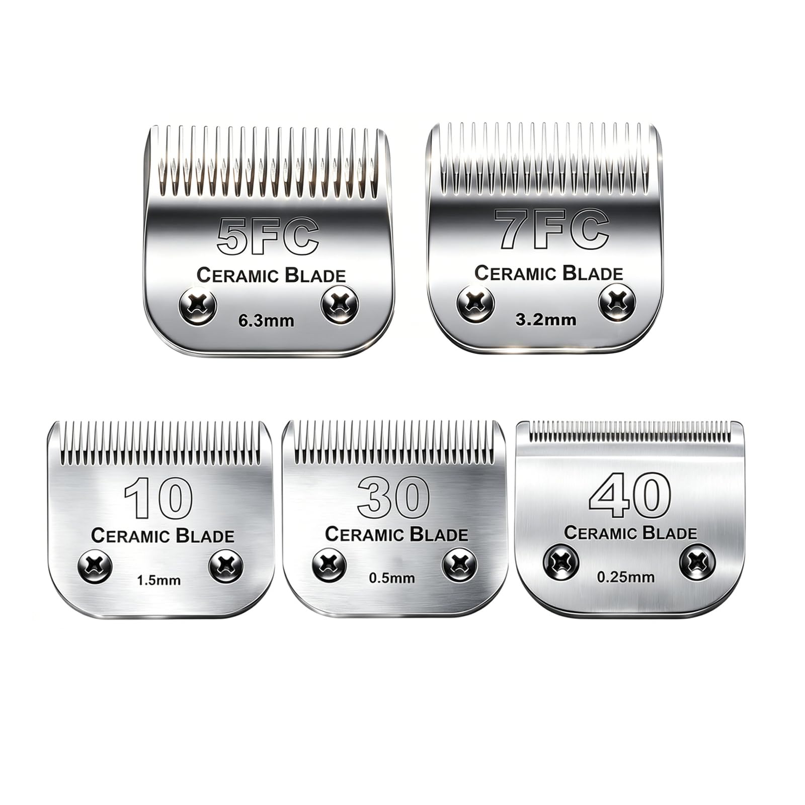 Dog Grooming Clipper Replacement Blades Compatible with Andis Pet Clipper/Oster A5/Wahl KM Series Dog Clipper,Ceramic Blade & Stainless Steel Blade(10+30+40+5FC+7FC) โ image 1