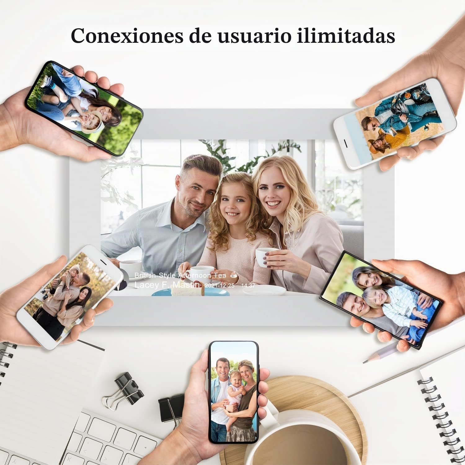 AEEZO Marco de Fotos Digital WiFi de 10.1 Pulgadas, Pantalla táctil IPS, Marco de Fotos Inteligente en la Nube con Almacenamiento de 32 GB, fácil configuración para Compartir Fotos o Videos a través