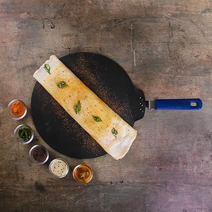 Wonderchef Reva Non-Stick and PFOA-Free Aluminum Indian Cooking Roti Naan Dosa Tawa Pan with Handle, Black