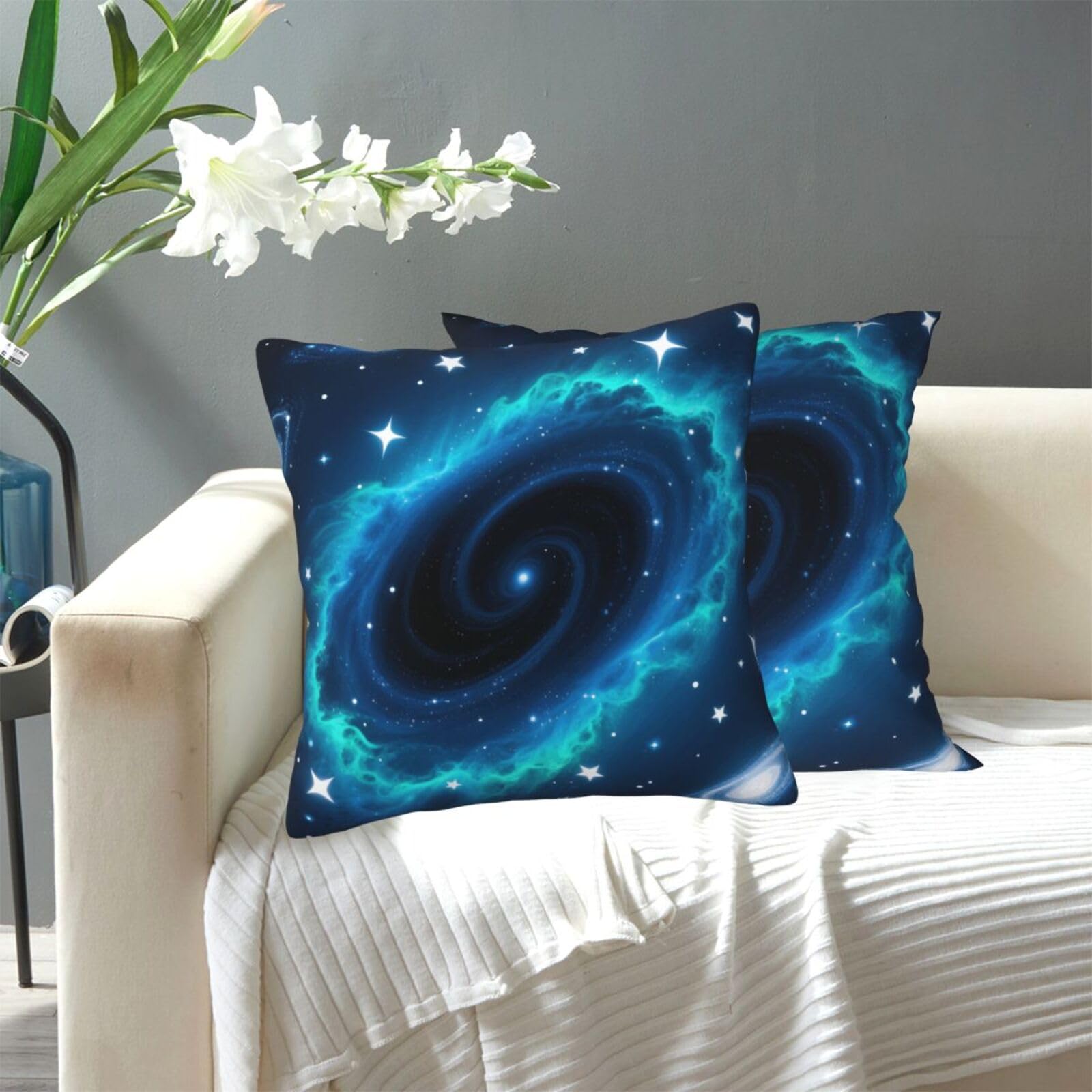 FekiLoot Decorative Throw Pillow Covers Modern Farmhouse Pillowcase Double Sided Cozy Cushion Cover for Sofa Couch Bed 16"X16" Galaxy