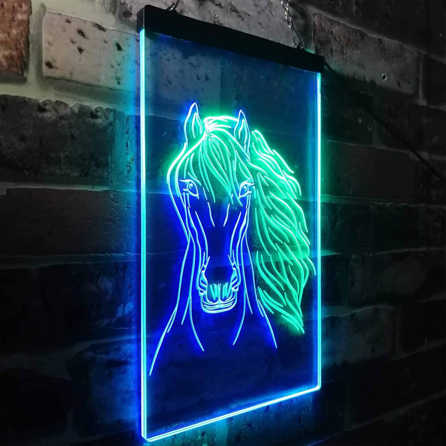 ADVPRO Horse Head Animal Display Dual Color LED Neon Sign Green & Blue 12" x 16" st6s34-i3234-gb