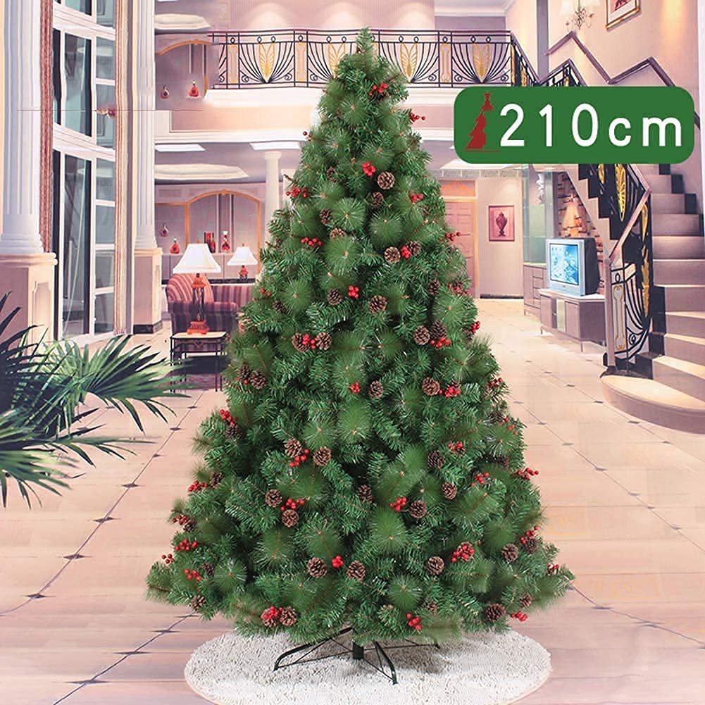 Choinka, Ozdoba Świerk Szyszki Sosnowe Ekologiczne Składane Choinki, Wstępnie Udekorowane Sztuczne Choinki Chr,Green,6.8Ft(210CM)