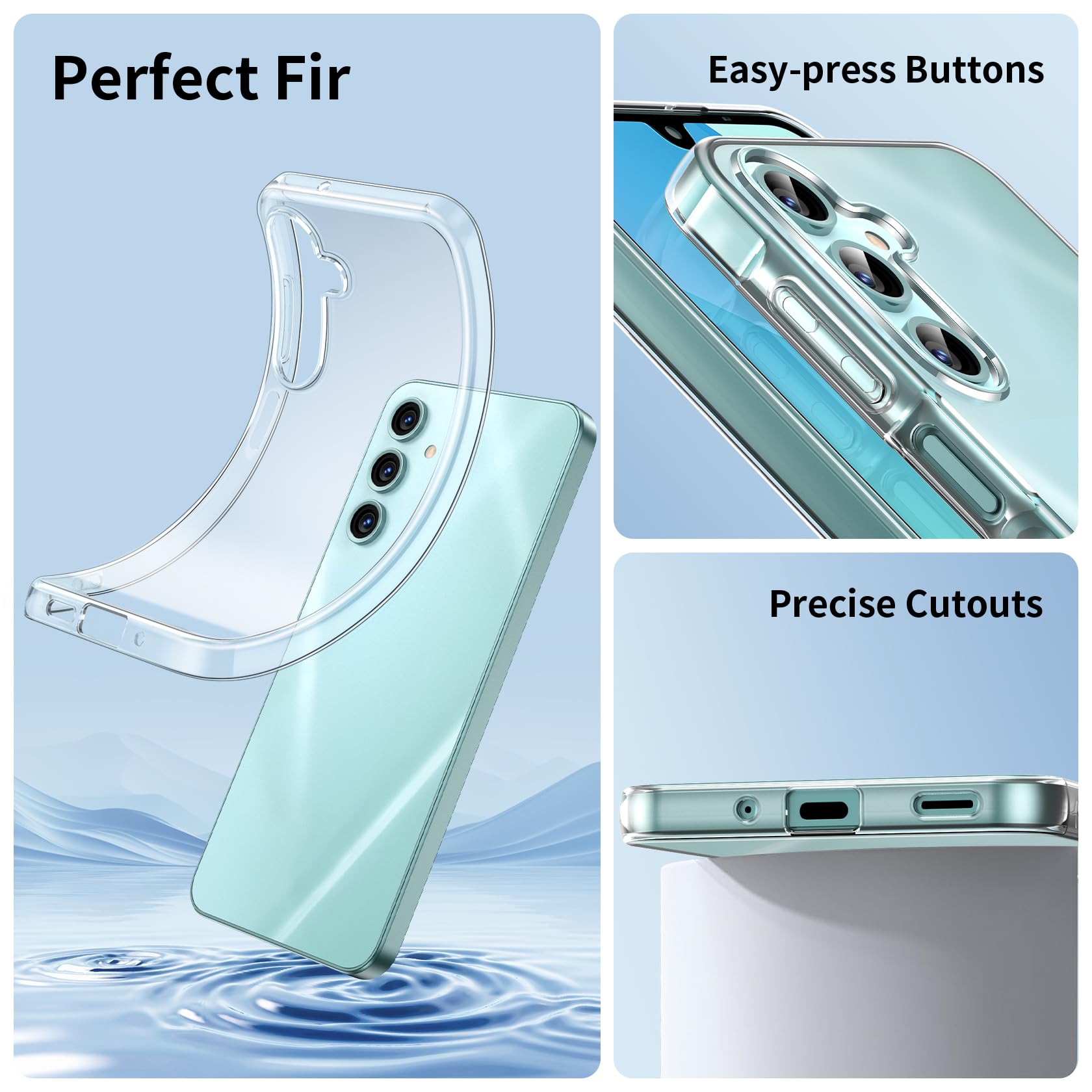 FLLAO Cover Compatibile con Samsung Galaxy A16 5G/4G con 3 Pellicola Vetro Temperato, Custodia Trasparente Ultra Sottile Silicone TPU Morbido Case Protettivo Trasparente