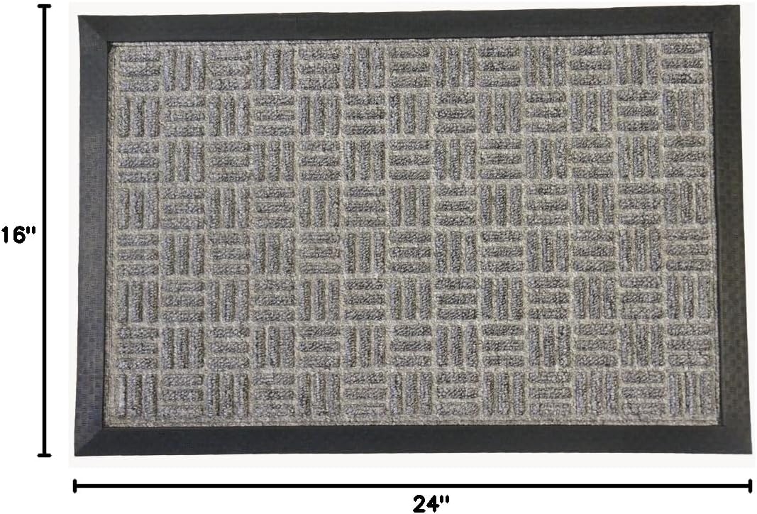 Rubber-Cal 03-193-ZWGR"Wellington" Carpet Polypropylene Doormat, 16" x 24", Gray