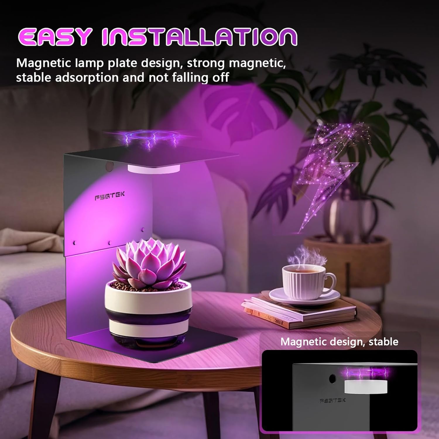 Desktop LED Plant Grow Light, Red Blue Spectrum Lamp with Automatic Timer for 3H/ 9H/ 12H, 10 Dimmable Levels, 3 Mode, for Indoor Succulents, Seedlings & Flowers