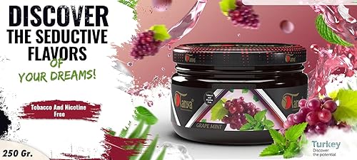 Miniatura 2 de Tanya Herbal 100% Nicotina Y Tabaco Libre Shisha Hookah Sabores 250G Bolsa (Grape Mint)