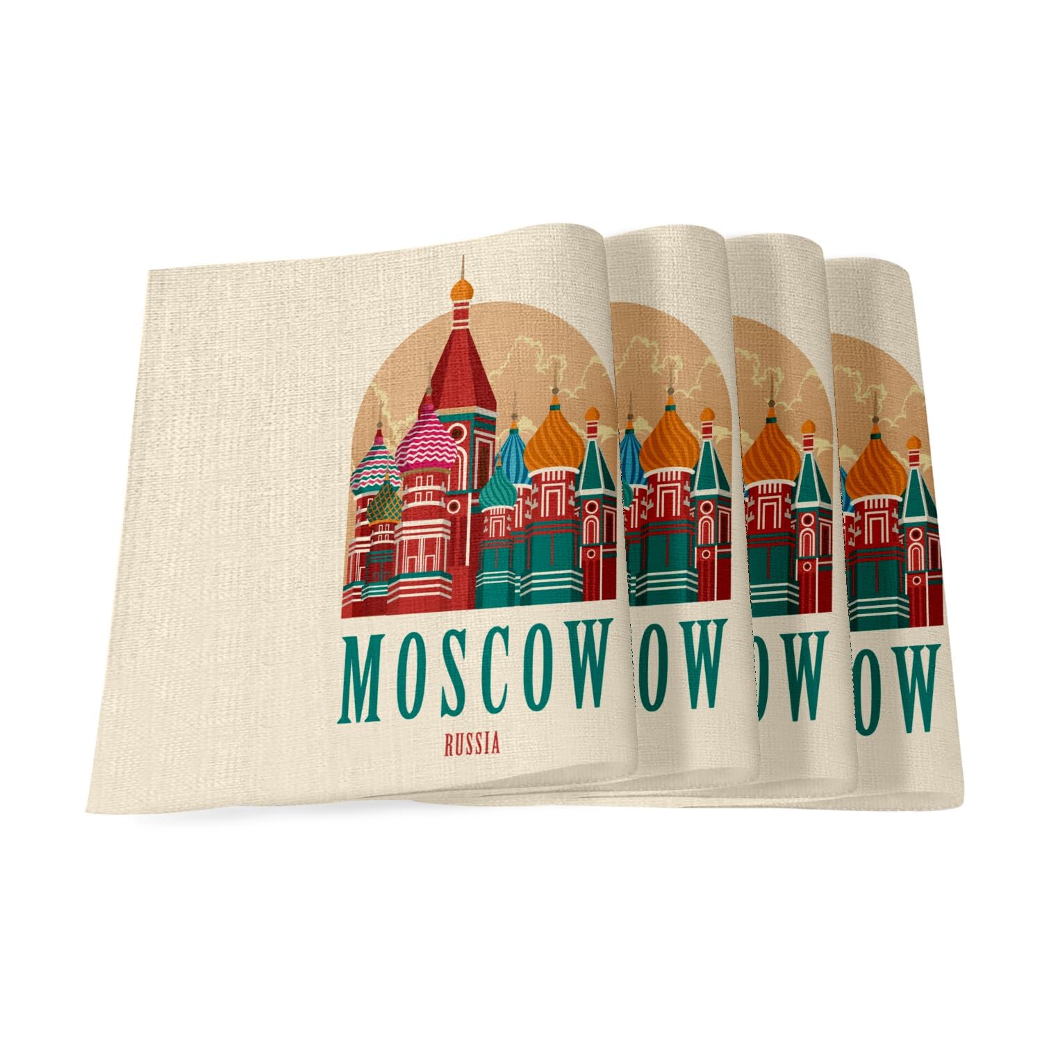 Set de table en lin Moscou grand format 40x28.5 cm pour repas de voyage