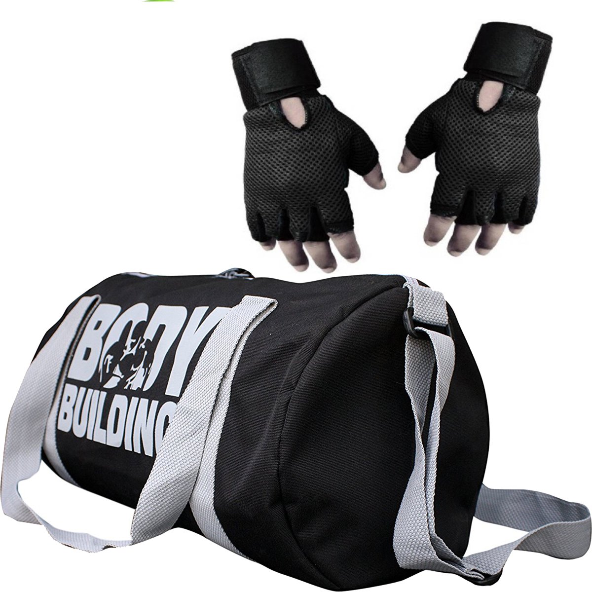 cp bigbasket Combo Set Polyester 40 Ltrs Black Sport Gym Duffle Bag, Netted Gym & Fitness Gloves (Black)-picture-18