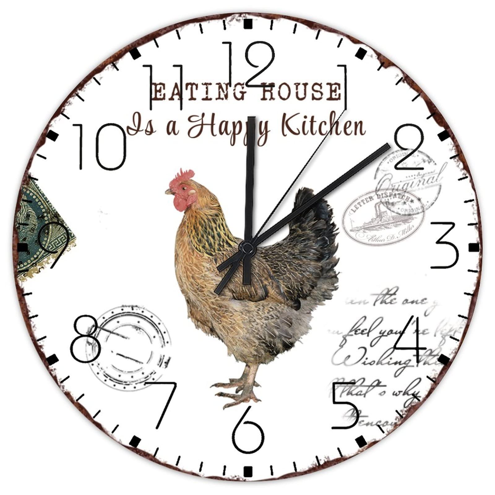 Horloge murale analogique ronde en bois 38cm silencieuse entrepôt école