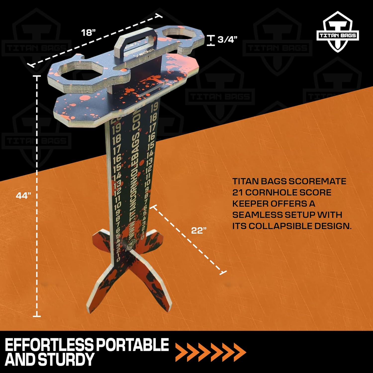 Titan Bags – Portable Drink Holder & Streaming Stand for Cornhole Games w/Integrated Slots for Tablets, Phones, & Scorecards - Perfect Pair for Cornhole Scoreboard