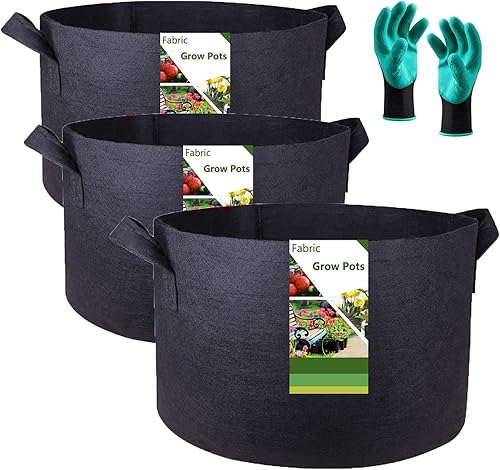Paquete de 3 bolsas de cultivo de plantas de 30 galones resistentes (24 x 16 pulgadas) macetas de tela reutilizables para tomate, bolsa de patata,
