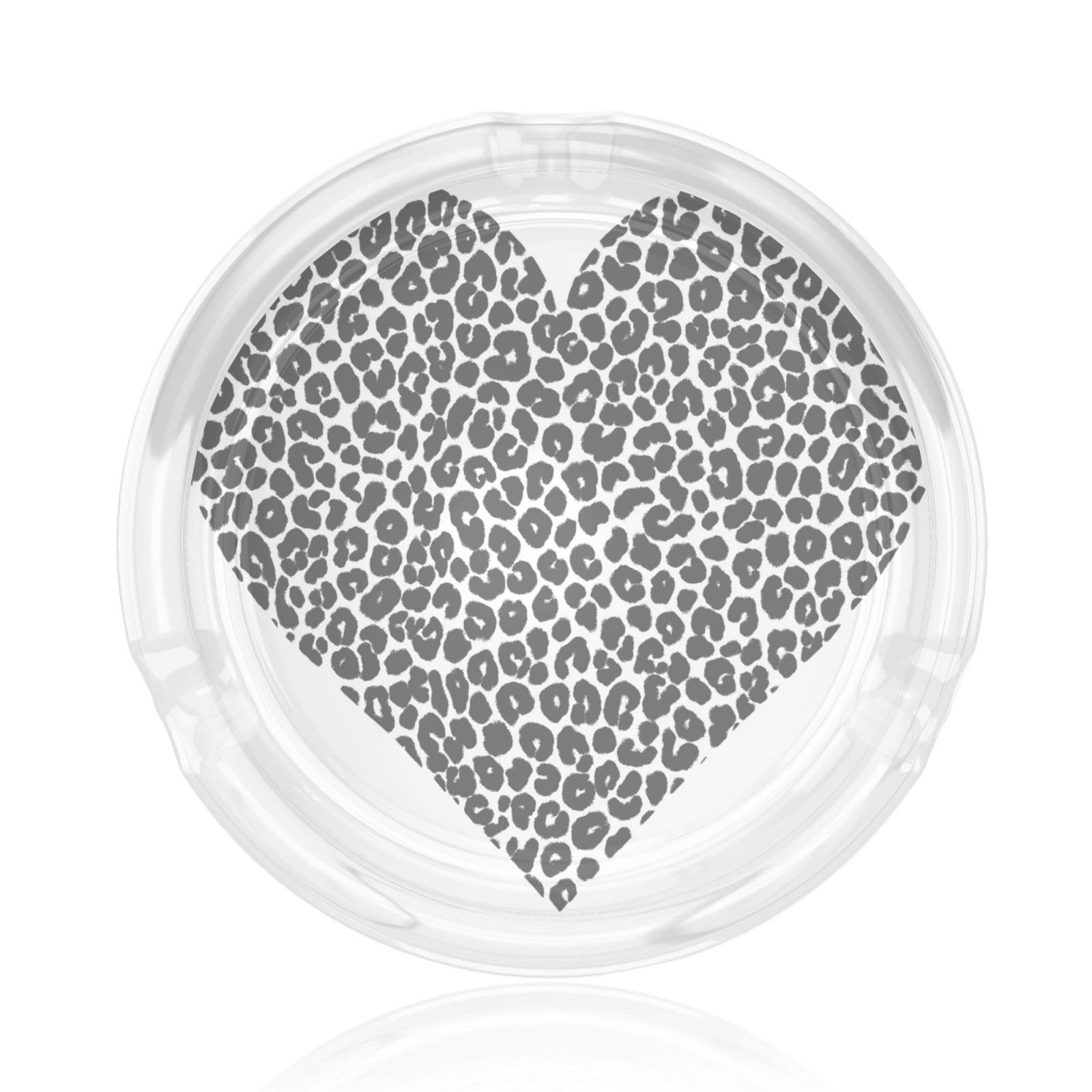 Heart With Black Leopard Print Glass Ashtray For Cigarettes Ash Trays Case For Home Office Decor
