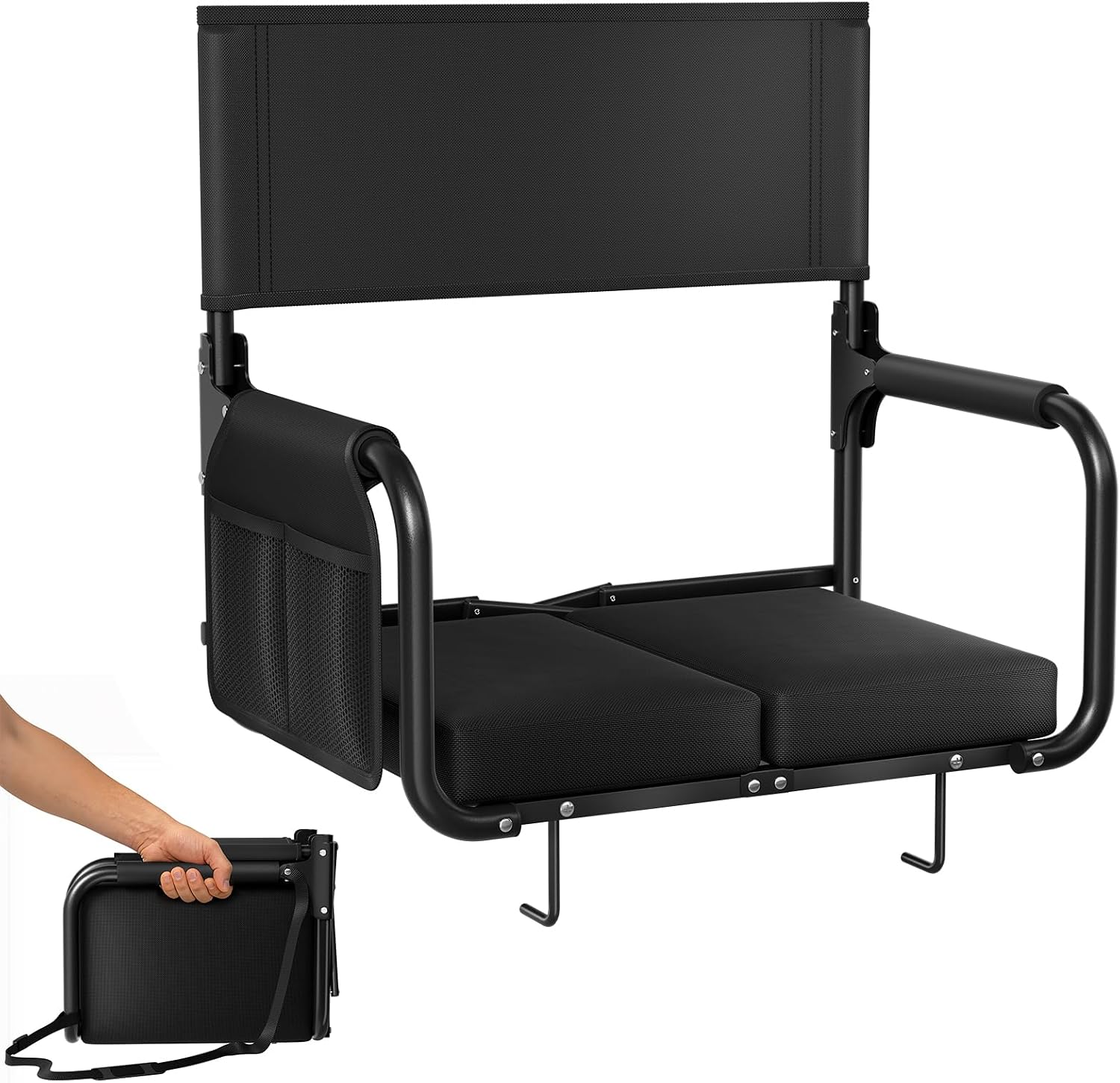 Stadium Seats with Back Support, Portable Bleacher Chairs with Back and Cushion, Comfortable Bleacher Seat for Sports Events & Football Games