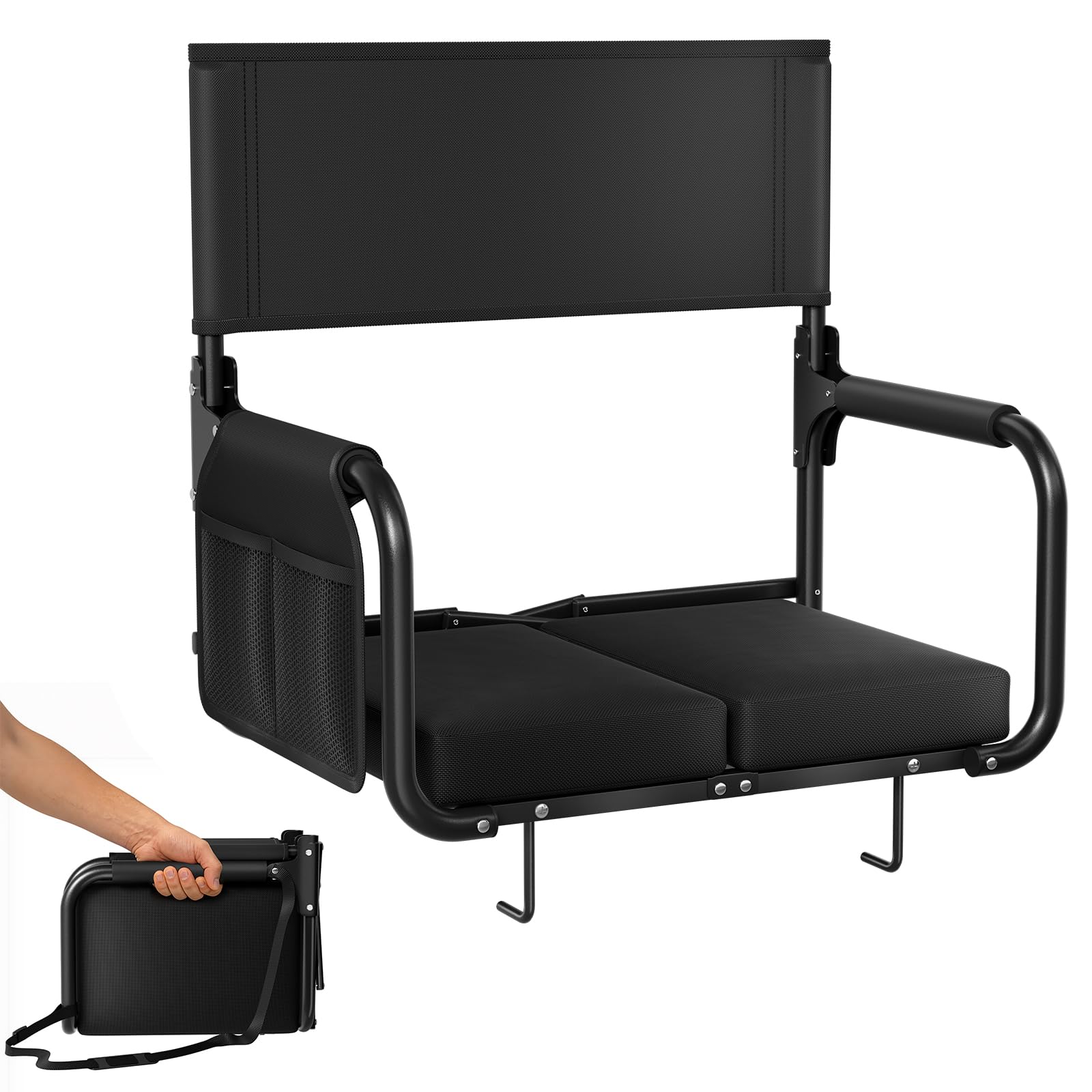 Photo 1 of Feelnais Stadium Seats with Back Support for Bleachers, Folding Chair Black