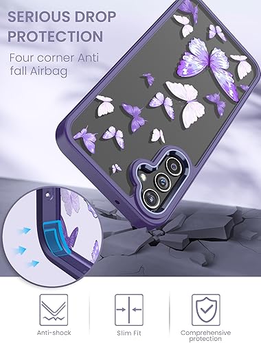 Miniatura 6 de Funda para Samsung Galaxy A14 5G con protector de pantalla de vidrio templado 2 unidades, protección de grado militar, TPU suave y policarbonato