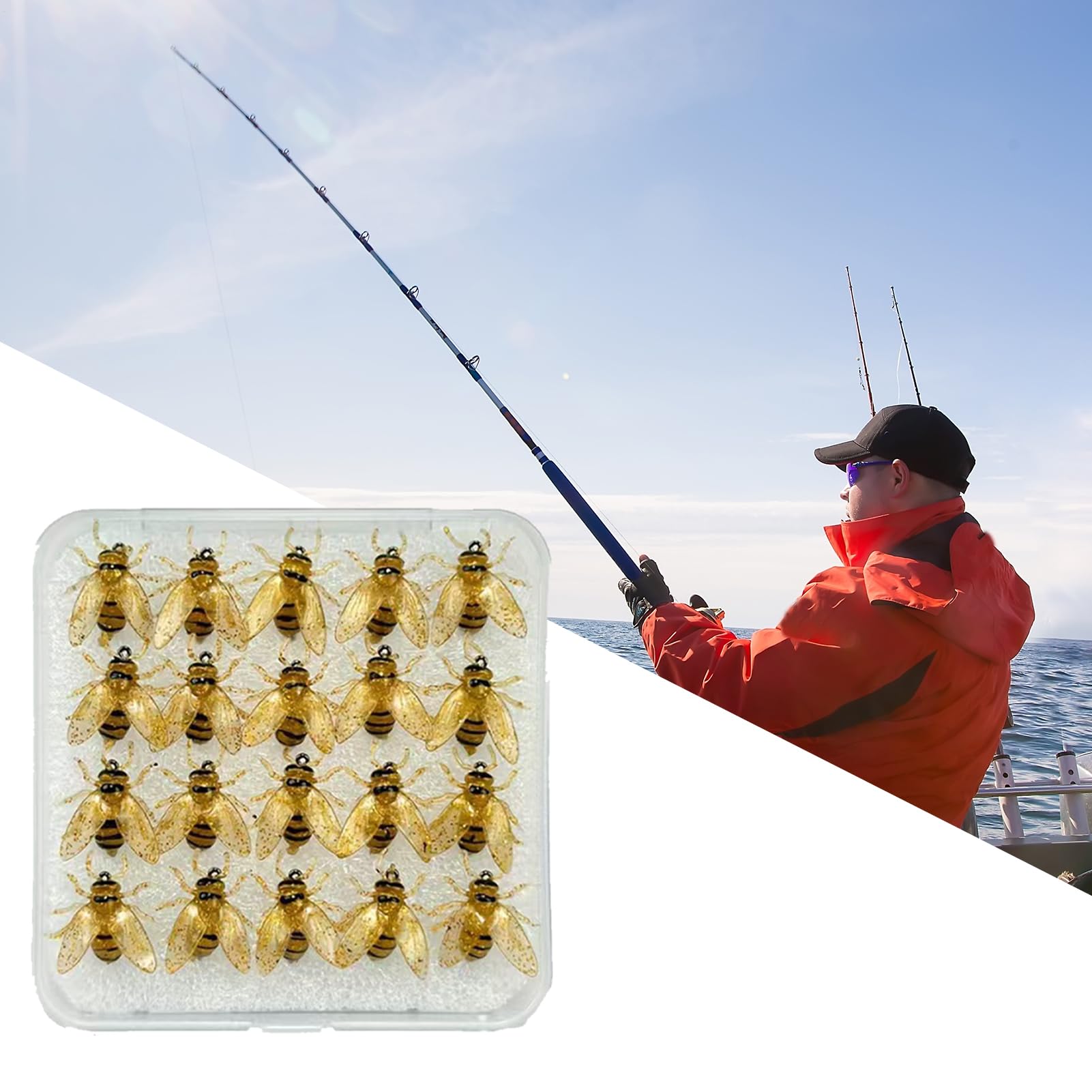 Señuelos De Mosca para Trucha | 20 Unidades con De Abeja Realista para con Mosca - Equipo De con Estuche para Agua Dulce Salada Mar Río Lago Y Estanque