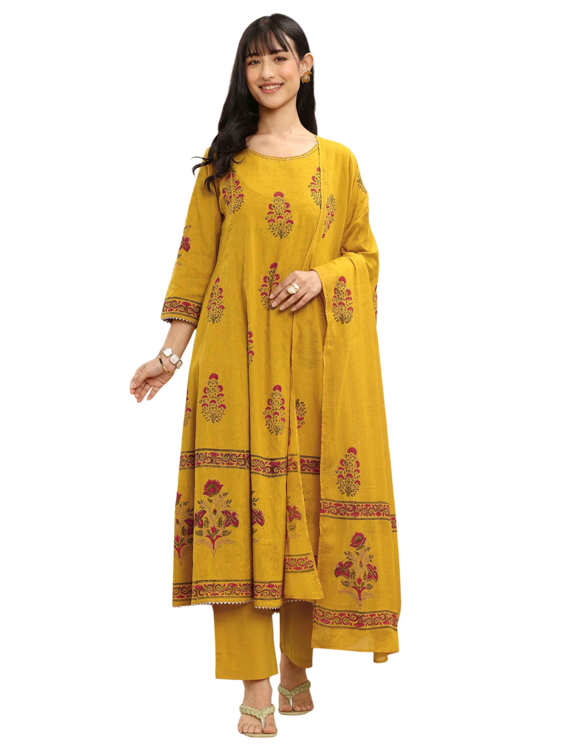 libas Printed Cotton Anarkali Kurta With Trousers and Dupatta-93268S-picture-52