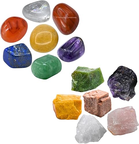 Miniatura 1 de Juego de 13 piedras de chakra y cristales, kit de colección de cristales curativos naturales con 7 piedras pulidas y 6 cristales de piedras