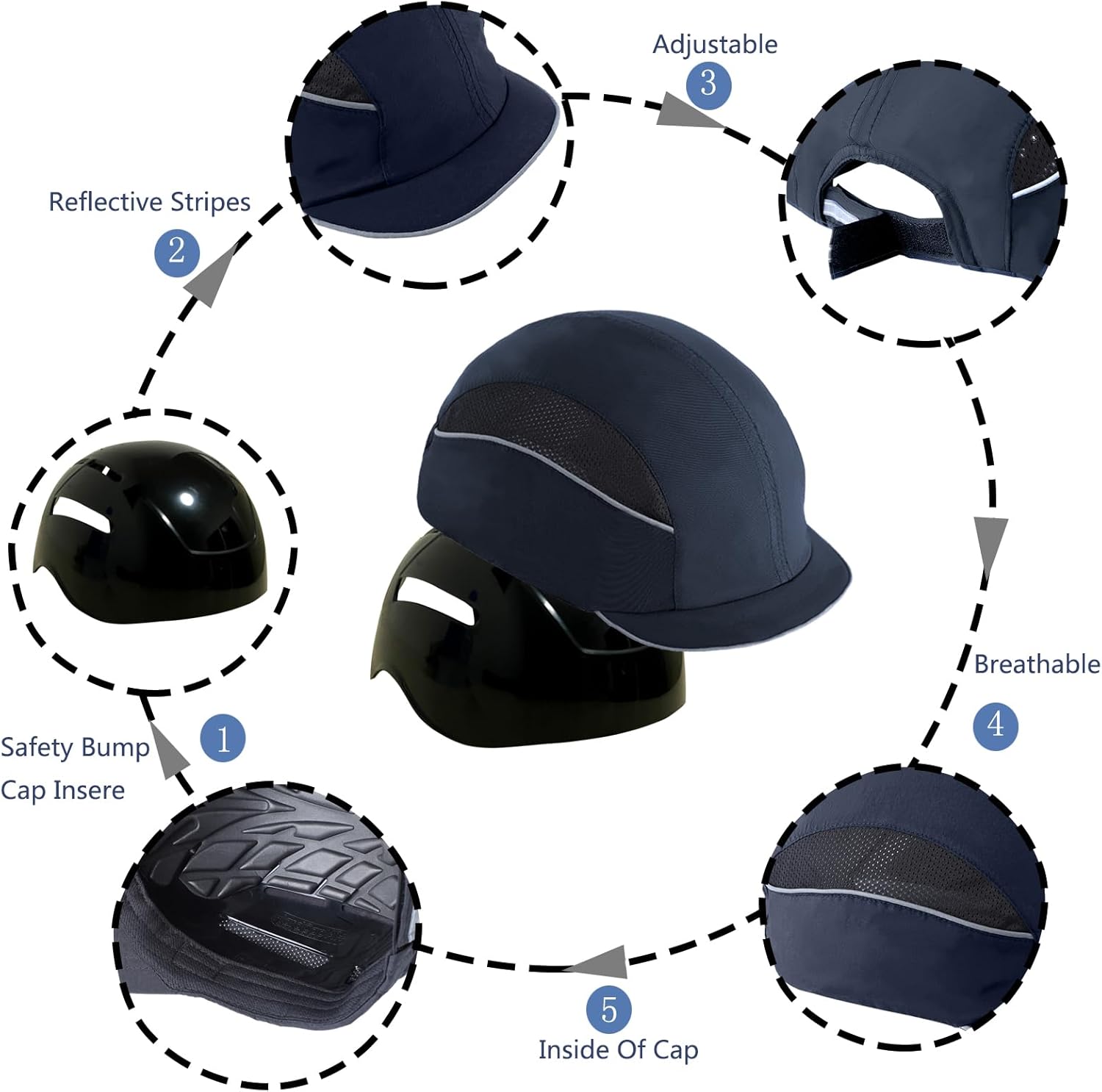 Lightweight Hard Hat Safety Bump Cap Safety Hard Hat Head Protection Cap Breathable Baseball Hat Style Comfortable Head Protection Hat for Work