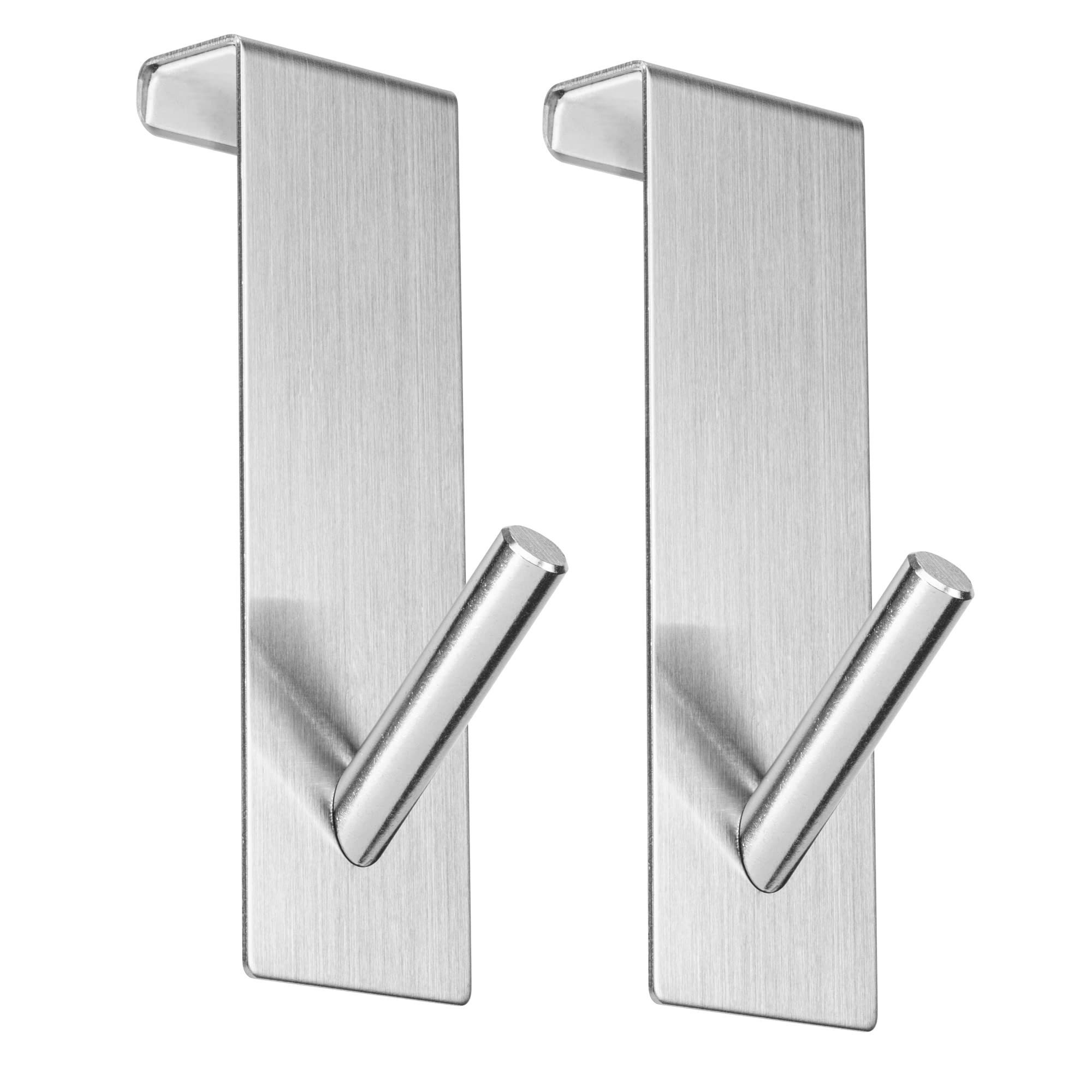 OfficeTree 2 Ganci Per Porta Sopra La Porta, in Acciaio Inox, Con Retro in Schiuma Come Protezione Superficiale - Appendiabiti de Porta - Ganci Appendiabiti - Gancio Appendiabiti - Gancio Per Porta