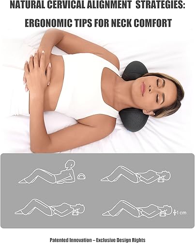 Miniatura 4 de Bespilow Almohada cervical patentada de doble capa, parte superior cómoda + base de espuma viscoelástica firme, soporte ergonómico de contorno,