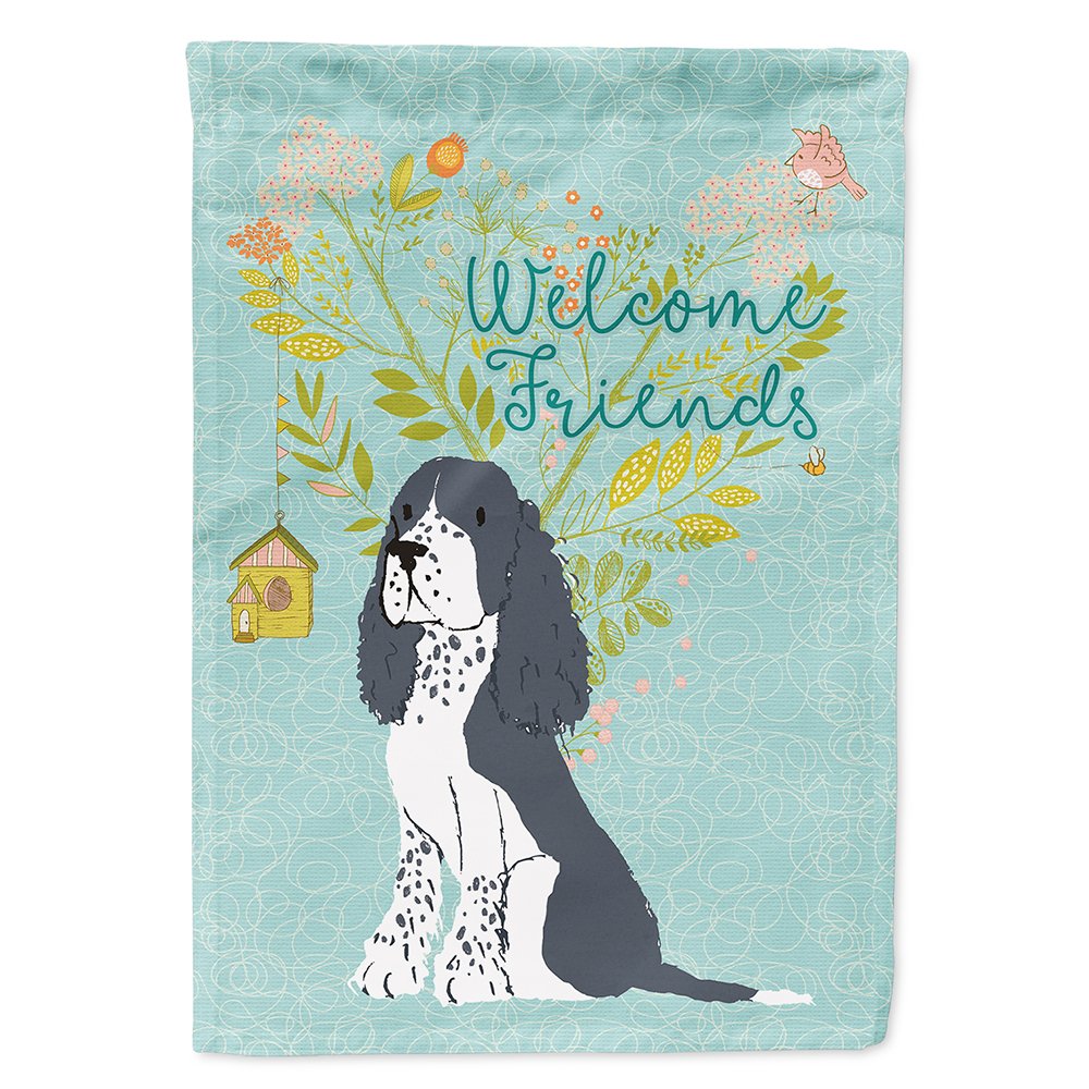Drapeau Springer Spaniel Welcome Friends pour Décoration Extérieure Maison