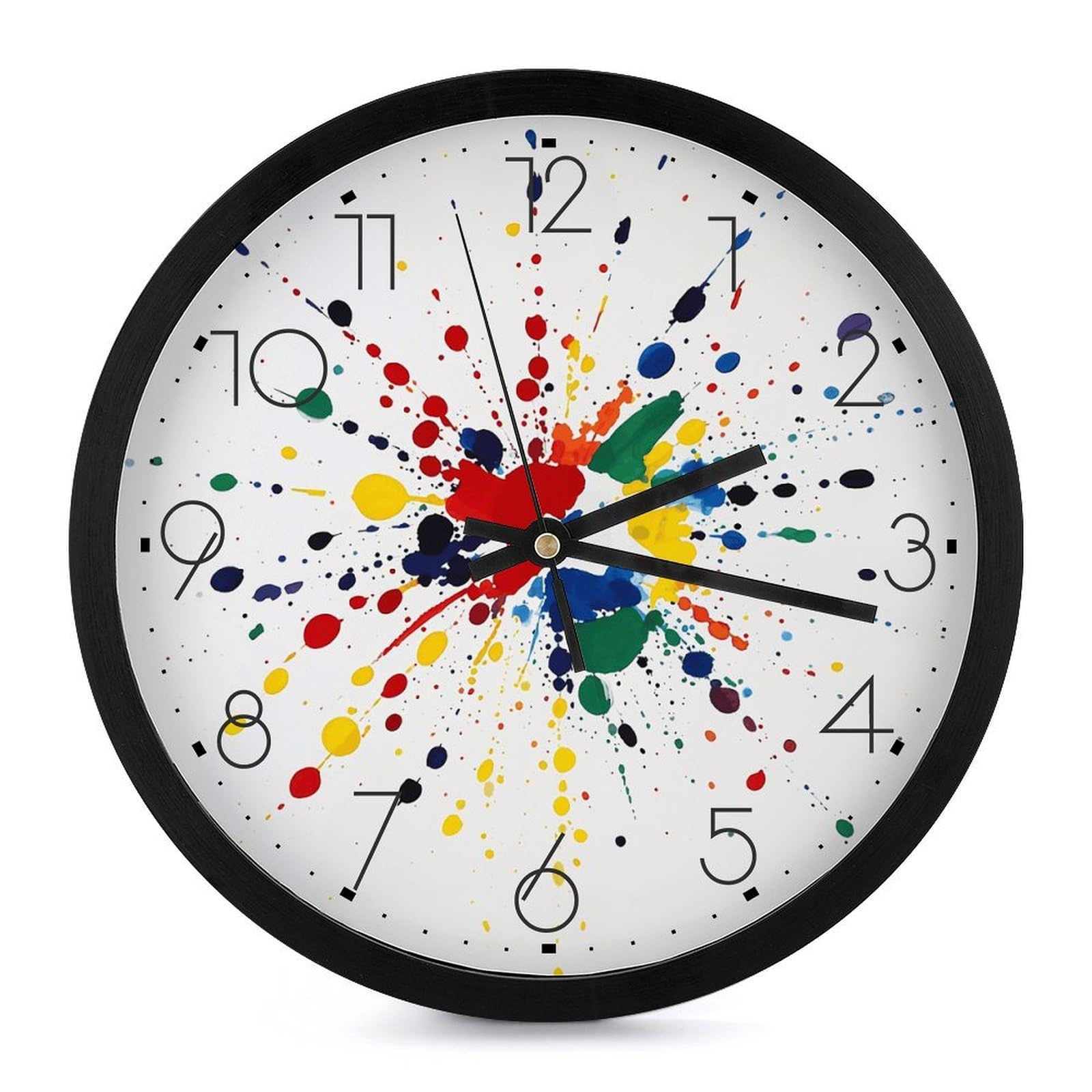 Horloge murale ronde 25cm à pile motif éclaboussures de peinture