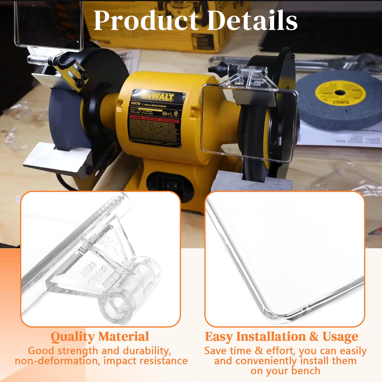 Paquete de 4 protectores oculares de repuesto para amoladora de banco 5140170-64 para DeWalt (4)