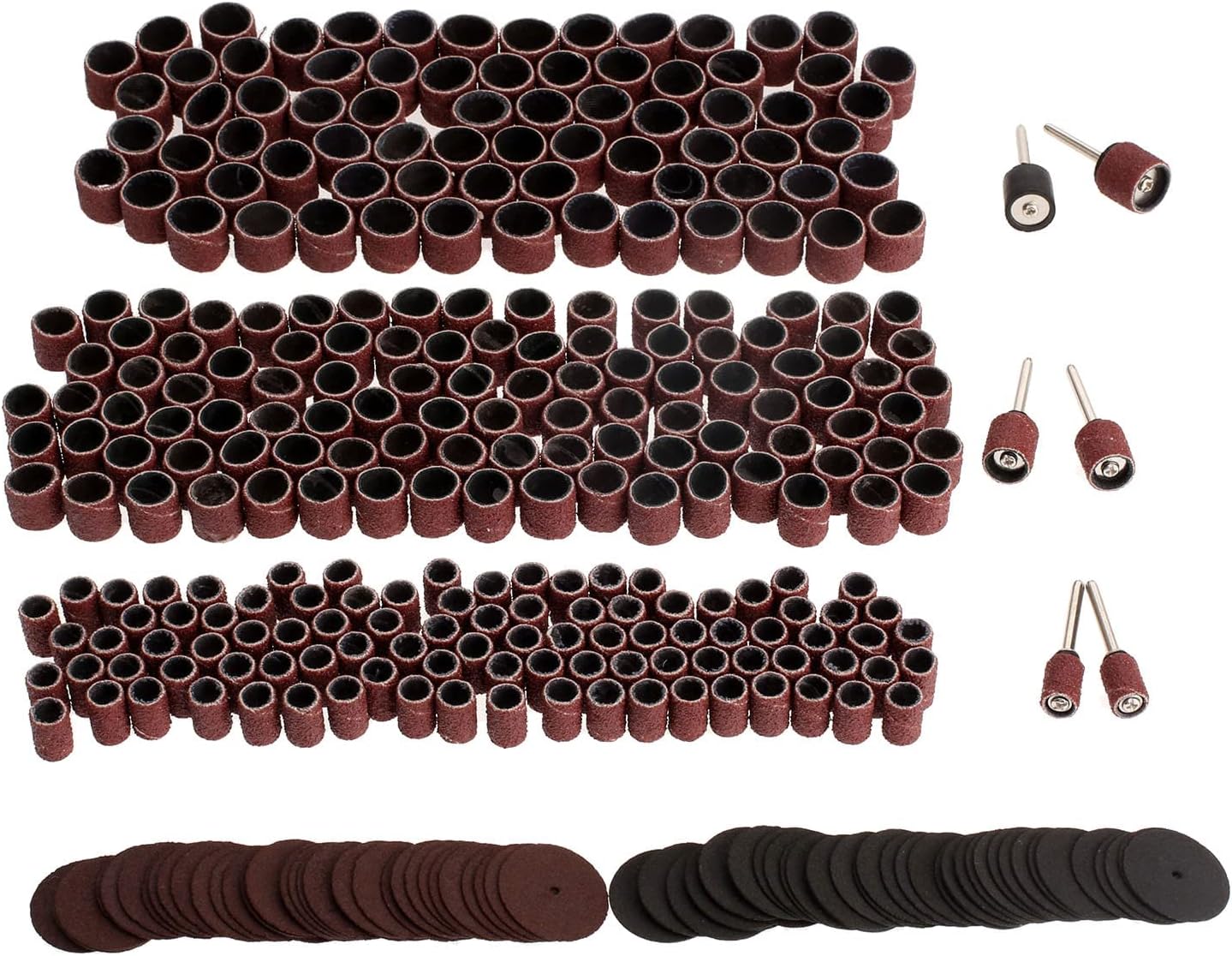 378Pcs Rotary Tools Set For Sanding Grinding Polishing Grit 80 Sanding Bands +24mm Black/Red Cutting Discs